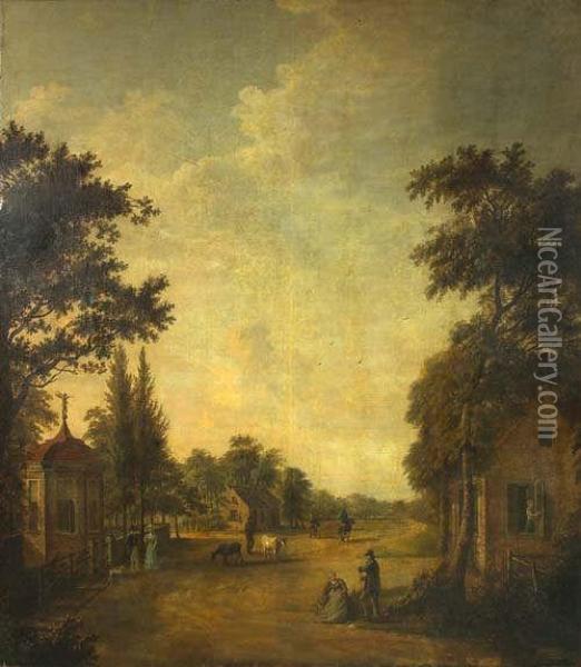 Meeting At The Village Gate Oil Painting - Jean Louis (Marnette) De Marne