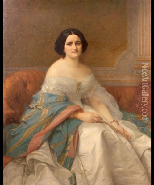 Portrait De Madame Isaac Pereire Oil Painting - Alexandre Cabanel