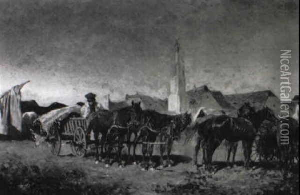 Markt In Szolnok Oil Painting - Alexander Ritter Von Bensa