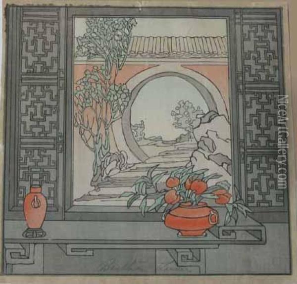 Chinese Window Oil Painting - Bertha Boynton Lum