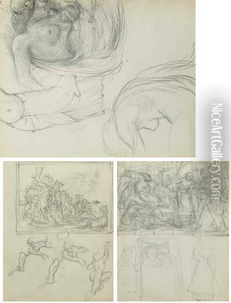 Studies For Slade School Compositions (set Of Three) Oil Painting - Sir William Newenham Montague Orpen