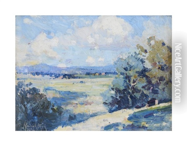 Across The Grazing Country, 1913 Oil Painting - Penleigh Boyd