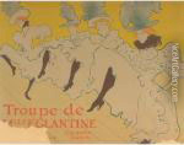 La Troupe De Mademoiselle Eglantine (d. 361; A. 198; W. P21; Adr. 165) Oil Painting - Henri De Toulouse-Lautrec
