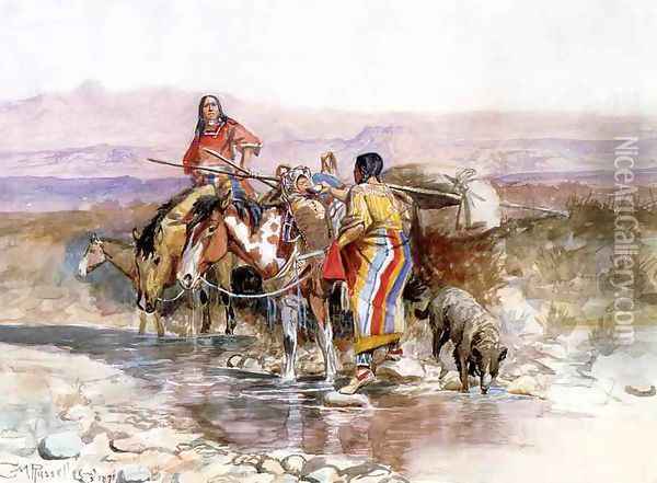 Thirsty Oil Painting - Charles Marion Russell