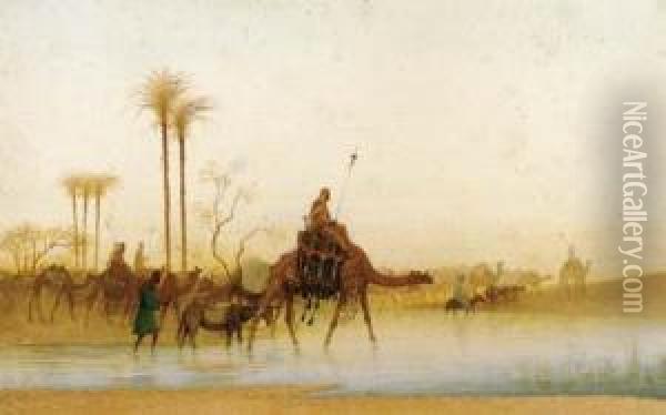 The Arrival Of The Caravan Oil Painting - Charles Theodore Frere