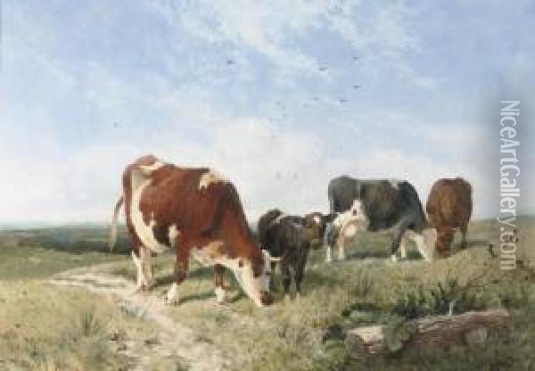 Cattle On A Summer's Day Oil Painting - Frederick E. Valter