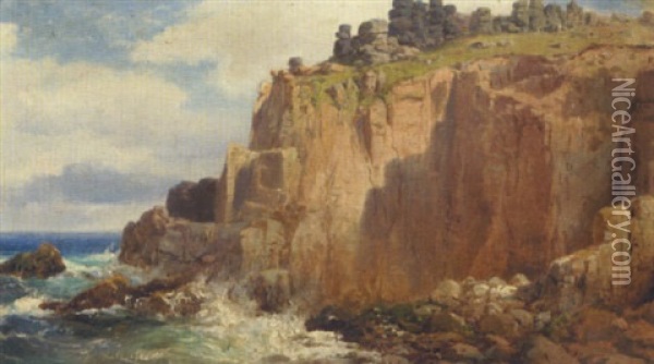 Kyst Ved Cornwall Oil Painting - Vilhelm Melbye