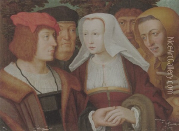 The Betrothal Oil Painting - Lucas Van Leyden