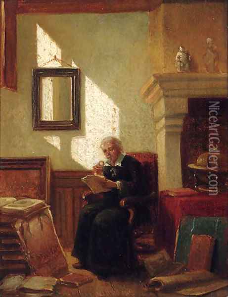 The elderly scholar Oil Painting - Johannes Anthonie Balthasar Stroebel