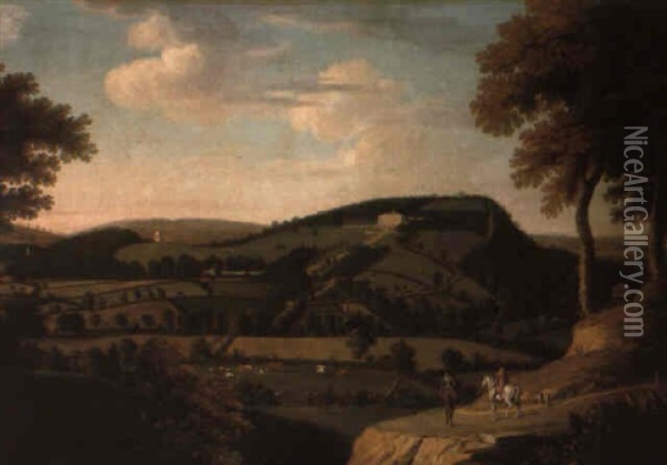 A View Of Haldon House, Devon Oil Painting - George Lambert