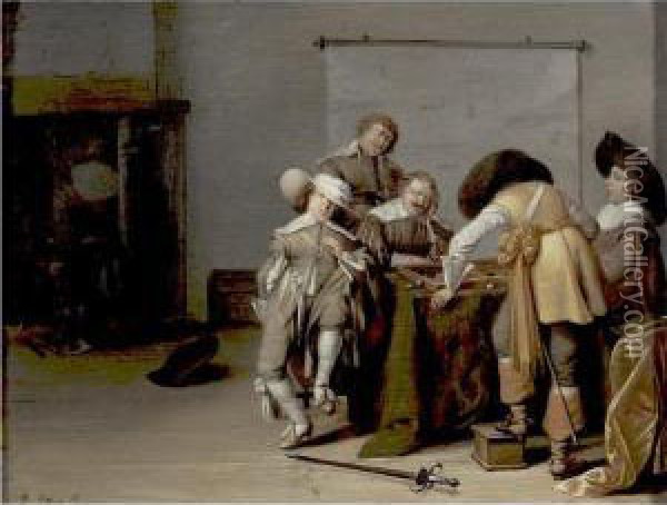 A Guardroom Interior Oil Painting - Pieter Symonsz Potter
