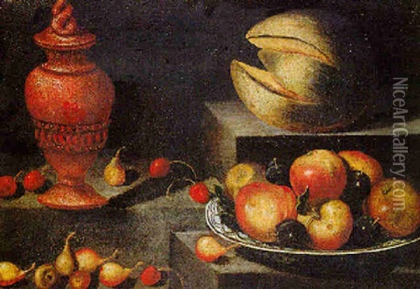 Bodegon De Ceramica Y Frutas Oil Painting - Juan Van Der Hamen Y Leon
