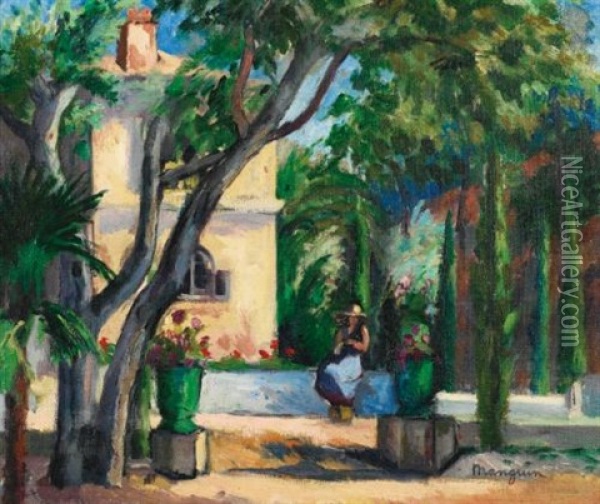 Le Jardin De L'oustalet, Saint Tropez Oil Painting - Henri Charles Manguin