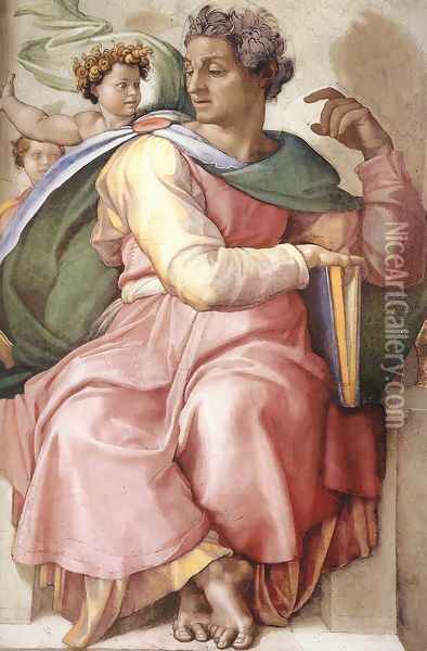 Isaiah (detail-1) 1509 Oil Painting - Michelangelo Buonarroti