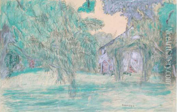 Vue Du Jardin, <ma Roulotte> A Vernonnet, Vers 1920 Oil Painting - Pierre Bonnard
