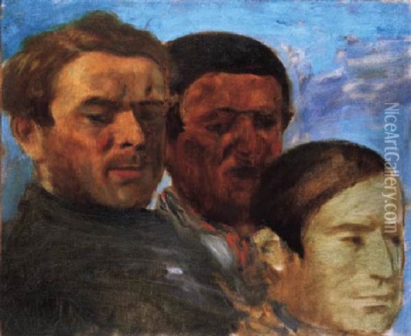 Trois Tetes Oil Painting - Edgar Degas