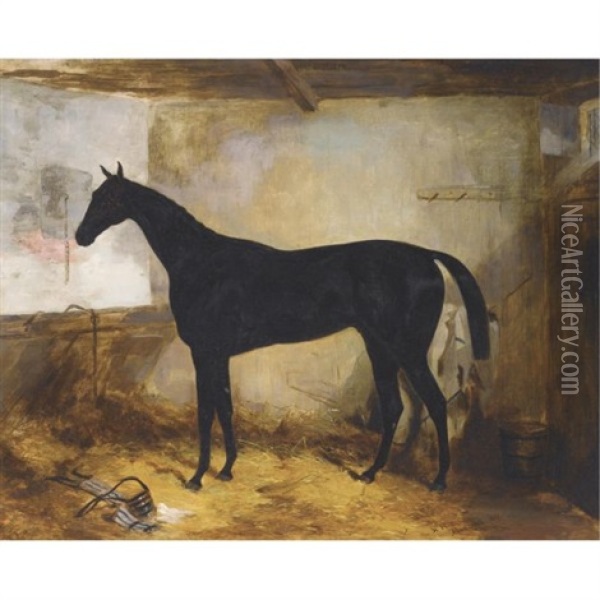 "the Sheriff" In A Stable Oil Painting - Harry Hall