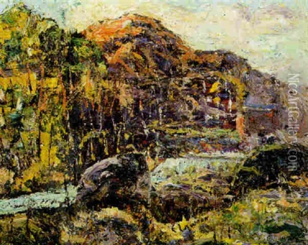 Mountain Landscape With Stream Oil Painting - Ernest Lawson