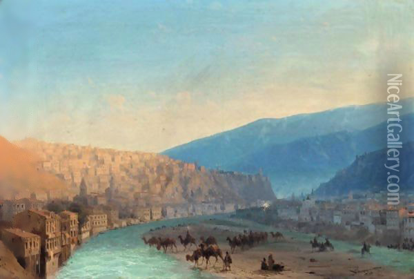 View Of The River Terek Oil Painting - Ivan Konstantinovich Aivazovsky