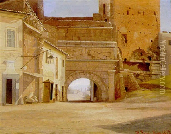 Porta Lorenzo, Byparti Fra Rom Oil Painting - Hans Gabriel Friis