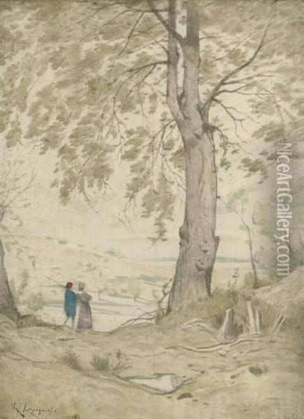 A Stroll Through The Woods Oil Painting - Henri-Joseph Harpignies