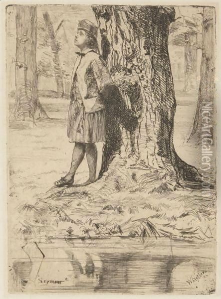 Seymour Standing Under A Tree Oil Painting - James Abbott McNeill Whistler