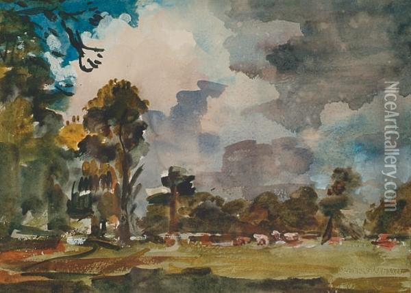 View In Naresfoot Park 1915 Oil Painting - Philip Wilson Steer