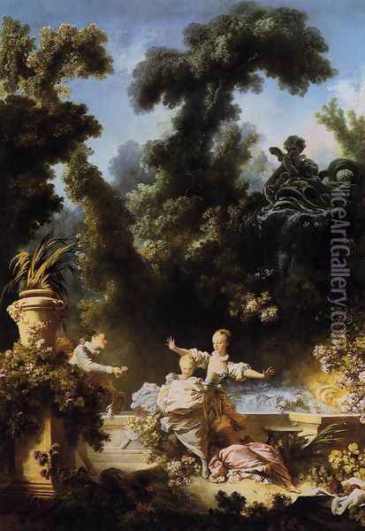 The Progress of Love: The Pursuit 1773 Oil Painting - Jean-Honore Fragonard