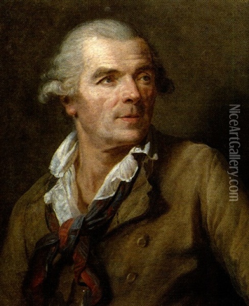 Portrait D'homme En Buste Oil Painting - Claude-Jean-Baptiste Hoin