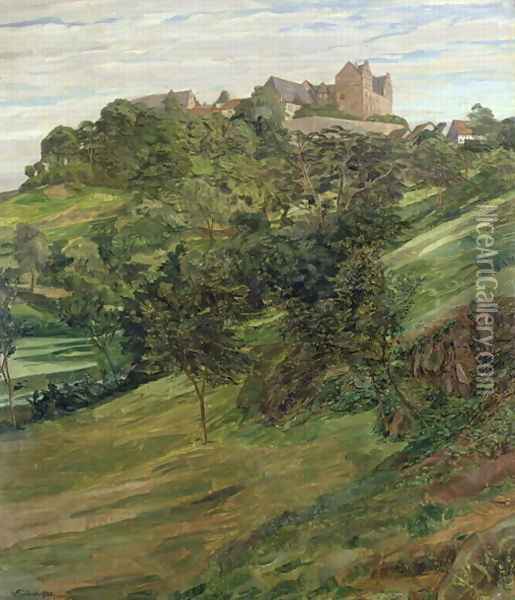 Lichtenberg Castle in Odenwald, 1900 Oil Painting - Heinrich Wilhelm Truebner