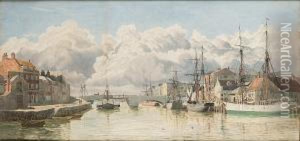 A Study In Weymouth Harbour, Dorset Oil Painting - William Pye