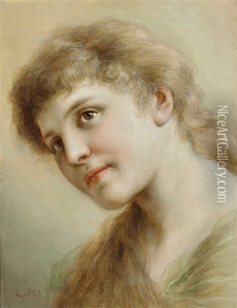 Dreiviertelportrait Eines Blonden Jungen Madchens Oil Painting - Gabriel von Max