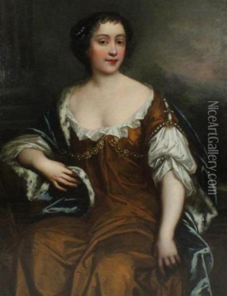 Portrait Of Lady Bellasys Oil Painting - Sir Peter Lely
