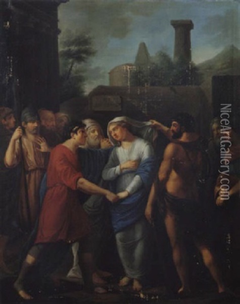 Agamemnon Gibt Die Schone Briseis Dem Helden Achilles Zuruck Oil Painting - Johann Dominicus Fiorillo