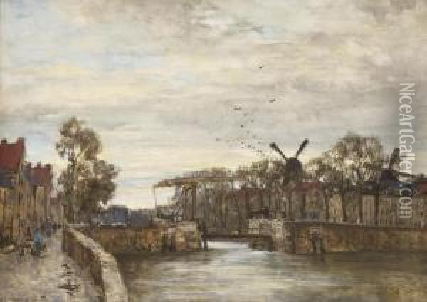 A View Of Delfshaven Oil Painting - Johann Hendrik Van Mastenbroek