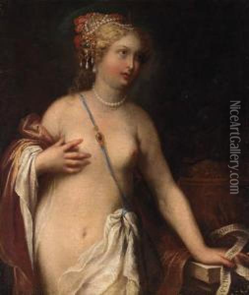 A Personification Of Vanity Oil Painting - Pietro Liberi