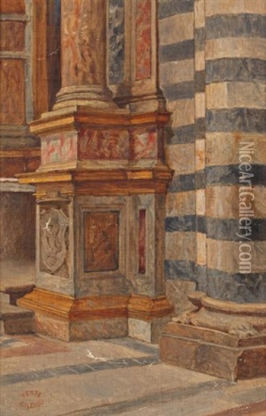 Interieur D'eglise (study) Oil Painting - Theodore Valerio