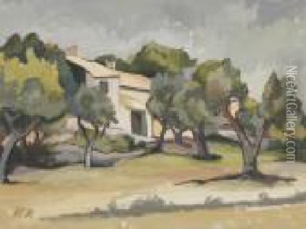 Sudliche Landschaft Mit Hausern In Einem Olivenhain Oil Painting - Albert Rieger