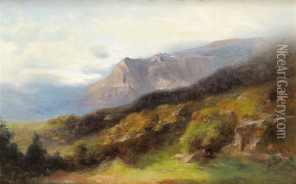 Herbstabend Am Arlberg Oil Painting - Adolf Obermuellner