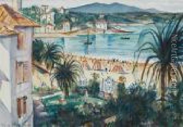 Mediterranean Beach Scene Oil Painting - Christopher R. Wynne Nevinson