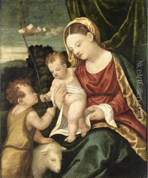 Madonna Col Bambino E San Giovannino Oil Painting - Girolamo da Santacroce
