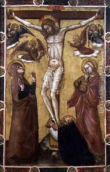 Christ Crucified Painted Processional Banner Oil Painting - Barnaba Da Modena