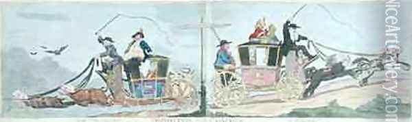 Opposition Coaches Oil Painting - James Gillray