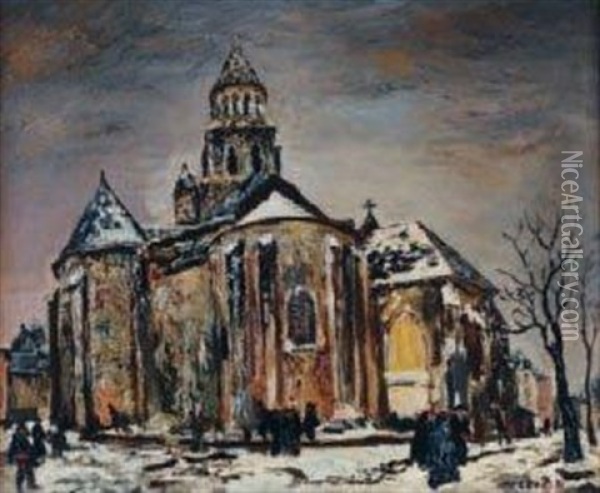 L'eglise Notre Dame La Grande Poitiers Oil Painting - Marcel Francois Leprin
