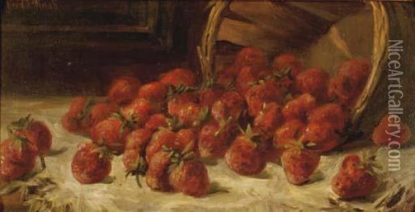A Basket Of Strawberries Oil Painting - Frederick Knab