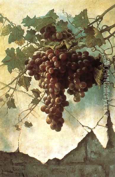 Grapes against a Mission Wall Oil Painting - Edwin Deakin