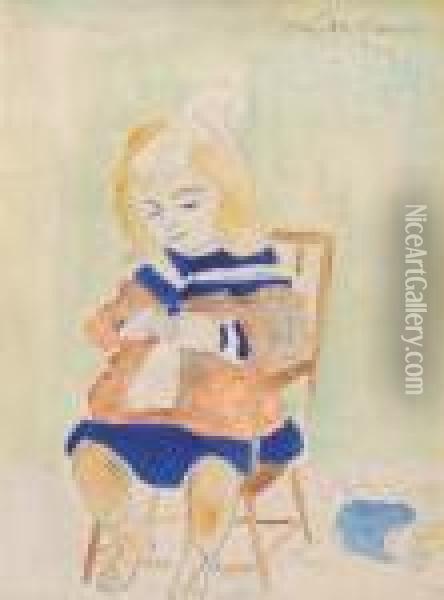 Little Girl Playing - Petite Fille Jouant (1920) Oil Painting - Leon Spilliaert