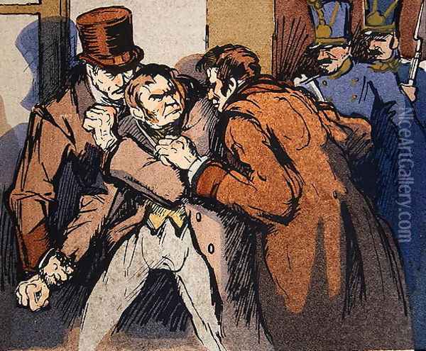 The Arrest of Vautrin, illustration for Splendeurs et Miseres des Courtisanes by Honore de Balzac, 1922 Oil Painting - Quint
