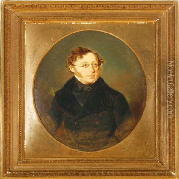 Portrait Of The Danish Author Christian Winther Oil Painting - Emil Baerentzen