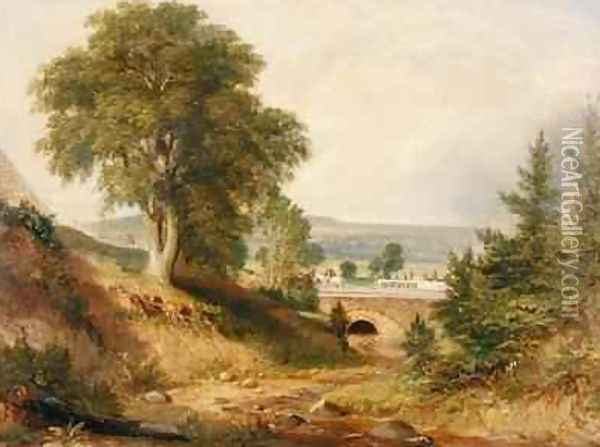Canal Aqueduct Crossing a Stream Oil Painting - George Harvey